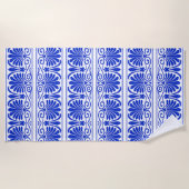 Griechisches Mittelmeer Arabeske Muster Blau Strandtuch (Vorderseite)