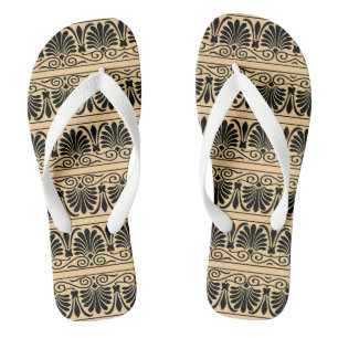 Griechisches Mittelmeer Arabeske Muster Brown Badesandalen