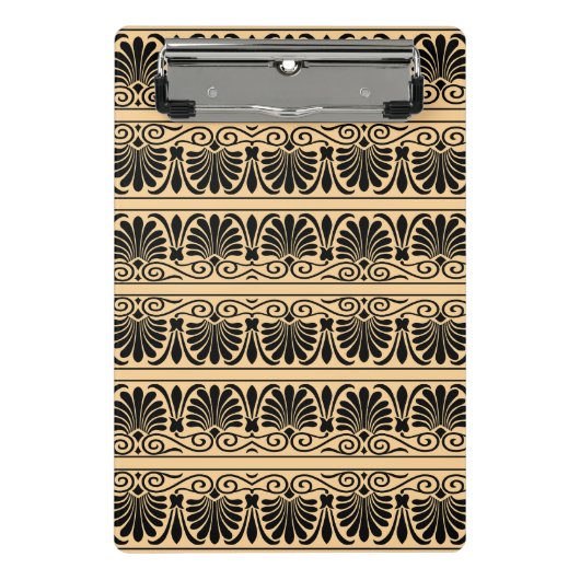 Griechisches Mittelmeer Arabeske Muster Brown Mini Klemmbrett (Vorderseite)