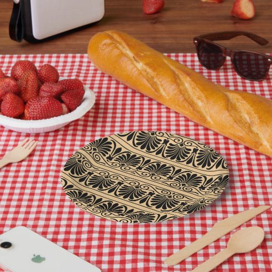 Griechisches Mittelmeer Arabeske Muster Brown Pappteller (Picknick)