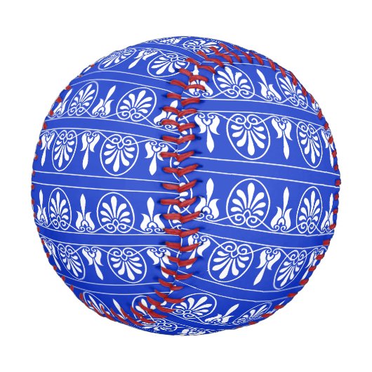 Griechisches Mittelmeer-Muster Blau Baseball (Schrägansicht)