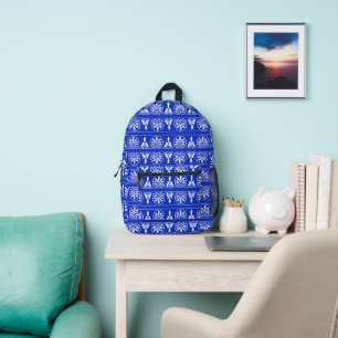 Griechisches Mittelmeer-Muster Blau Bedruckter Rucksack