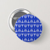 Griechisches Mittelmeer-Muster Blau Button (Vorne & Hinten)