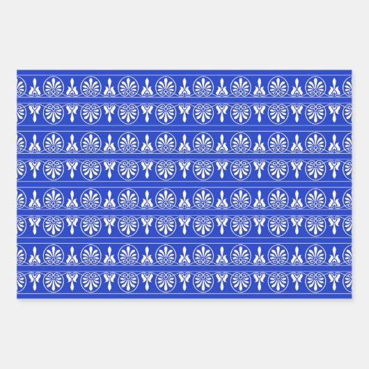 Griechisches Mittelmeer-Muster Blau Geschenkpapier Set (Vorderseite)