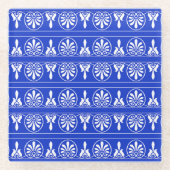 Griechisches Mittelmeer-Muster Blau Glasuntersetzer (Vorderseite)