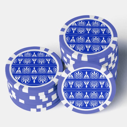 Griechisches Mittelmeer-Muster Blau Pokerchips (Stapel)