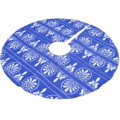 Griechisches Mittelmeer-Muster Blau Polyester Weihnachtsbaumdecke (Schrägansicht)