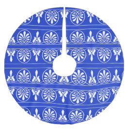 Griechisches Mittelmeer-Muster Blau Polyester Weihnachtsbaumdecke