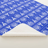 Griechisches Mittelmeer-Muster Blau Sherpadecke (3/4)