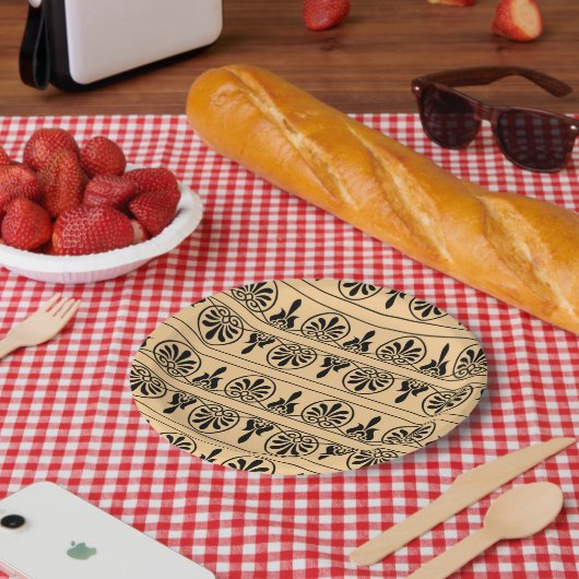 Griechisches Mittelmeer-Muster Brown Pappteller (Picknick)