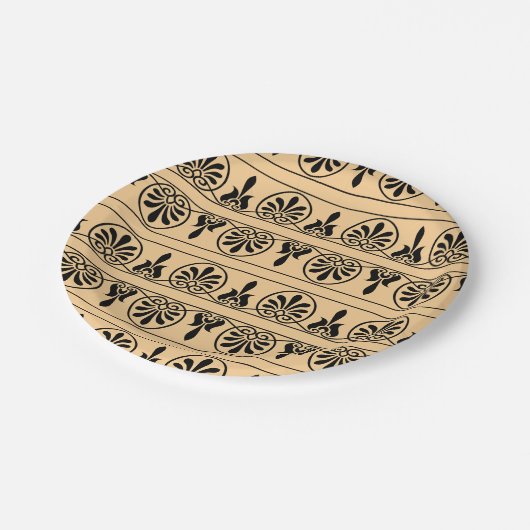 Griechisches Mittelmeer-Muster Brown Pappteller (Schrägansicht)
