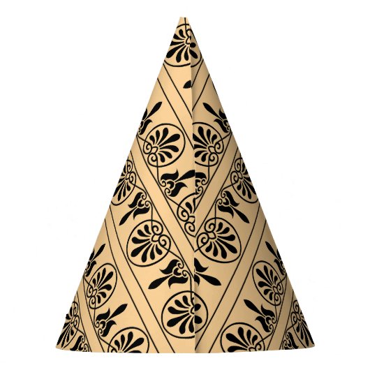 Griechisches Mittelmeer-Muster Brown Partyhütchen (Rückseite)