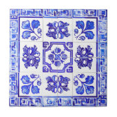 Griechisches Mosaik: Kobalt und Weiß Fliese (Vorderseite)