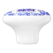 Griechisches Mosaik: Kobalt und Weiß Keramikknauf (Seitenansicht)