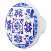 Griechisches Mosaik: Kobalt und Weiß Keramikknauf (Rechts)