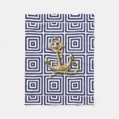 Griechisches Muster des Marine-Blaus adretter Fleecedecke (Vorderseite)