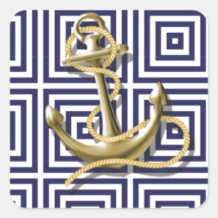 Griechisches Muster des Marine-Blaus adretter Quadratischer Aufkleber