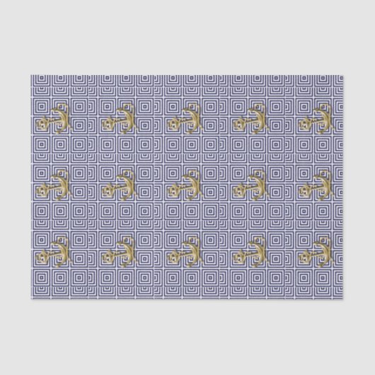 Griechisches Muster des Marine-Blaus adretter Seidenpapier (Vorderseite)