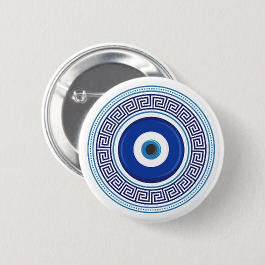 Griechisches Muster Evil Eye Nazar Button (Vorne & Hinten)
