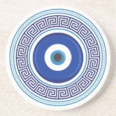Griechisches Muster Evil Eye Nazar Getränkeuntersetzer (Vorne)