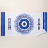 Griechisches Muster Evil Eye Nazar Strandtuch (Vorderseite)