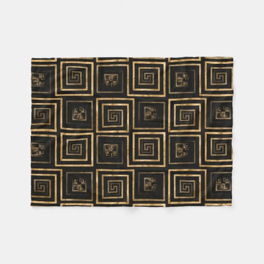 Griechisches Muster - goldenes Aquarell Fleecedecke (Vorderseite (Horizontal))