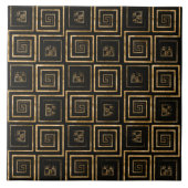 Griechisches Muster - goldenes Aquarell Fliese (Vorderseite)