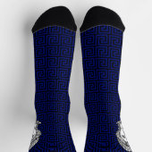 Griechisches Muster in Socken mit blauer und schwa (Oben)