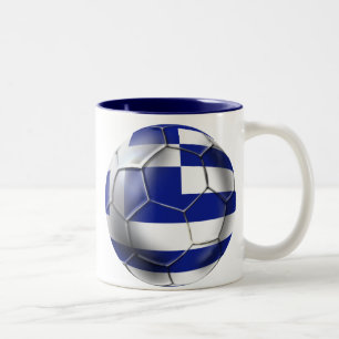 Griechisches nationales Fußballteam lockert Zweifarbige Tasse