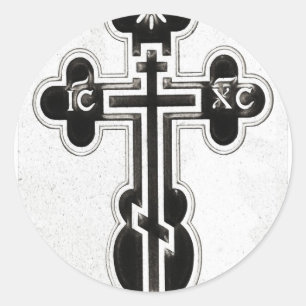 Griechisches orthodoxes Kreuz Runder Aufkleber