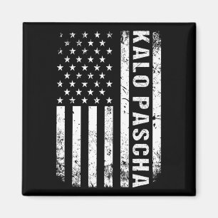 Griechisches Ostern Kalo Pascha Retro US-Flagge gr Magnet