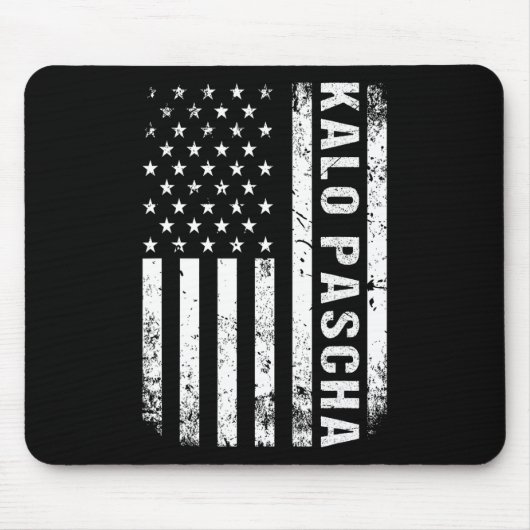 Griechisches Ostern Kalo Pascha Retro US-Flagge Gr Mousepad (Vorne)
