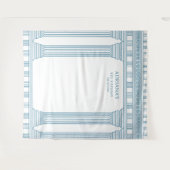 Griechisches Party Hintergrund mit blauem Tempel Wandteppich (Vorderseite (Horizontal))