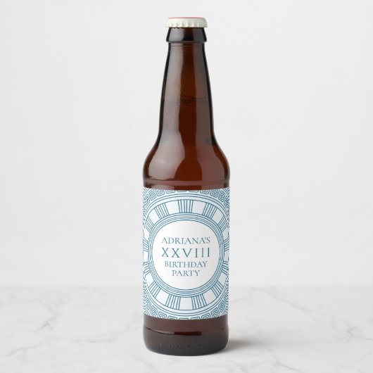 Griechisches Party mit blauem Muster Bierflaschenetikett (Vorderseite)