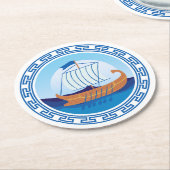 Griechisches Schiff Runder Pappuntersetzer (Angewinkelt)