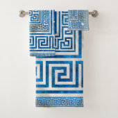 Griechisches Schloss - griechischer Meander - Blau Badhandtuch Set (Insitu)