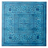Griechisches Schloss - griechischer Meander - Blau Fliese (Vorderseite)