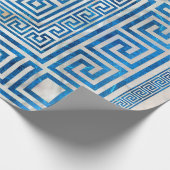 Griechisches Schloss - griechischer Meander - Blau Geschenkpapier (Ecke)