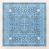 Griechisches Schloss - griechischer Meander - Blau Glasuntersetzer (Vorderseite)