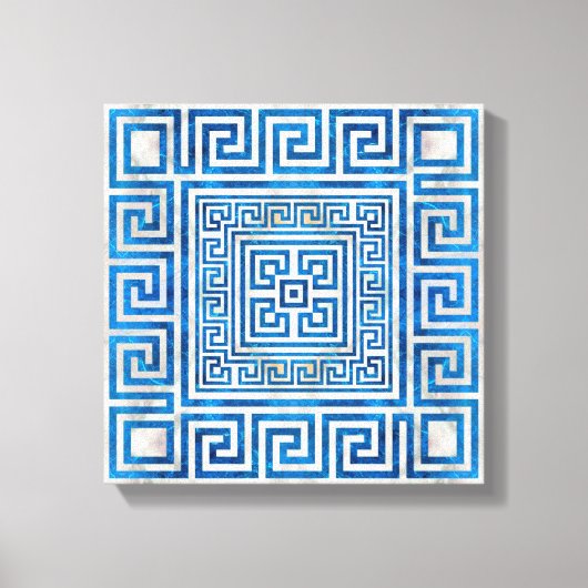 Griechisches Schloss - griechischer Meander - Blau Leinwanddruck (Vorderseite)