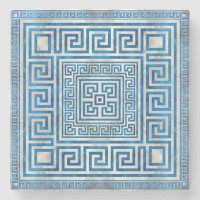 Griechisches Schloss - griechischer Meander - Blau