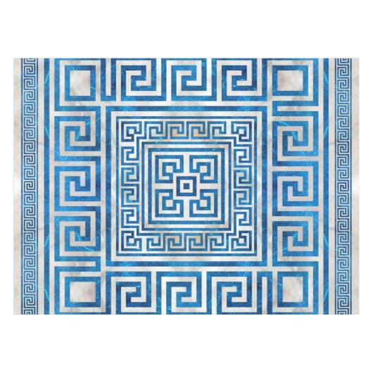 Griechisches Schloss - griechischer Meander - Blau Tischdecke (Vorderseite (Horizontal))