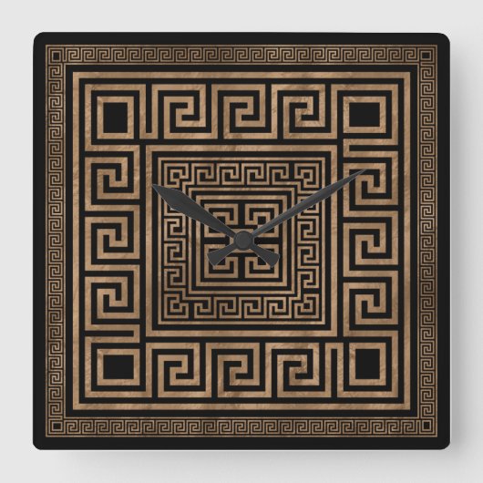 Griechisches Schloss - griechischer Meander - Gold Quadratische Wanduhr (Vorderseite)