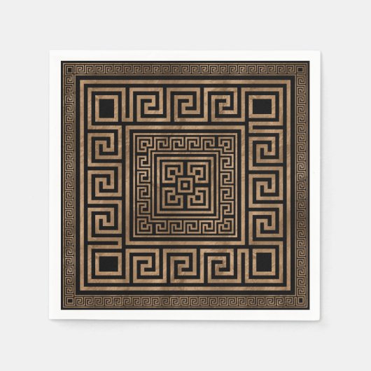 Griechisches Schloss - griechischer Meander - Gold Serviette (Vorderseite)