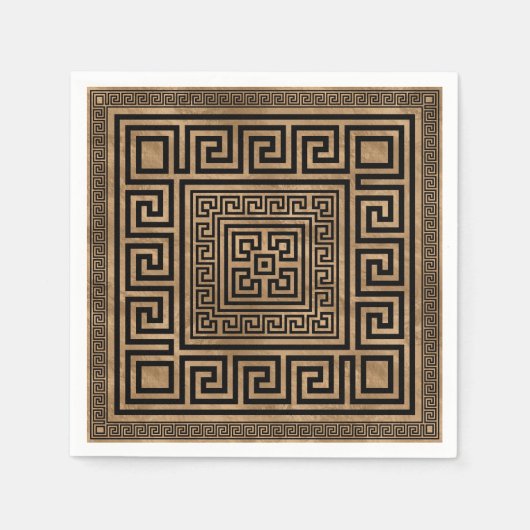 Griechisches Schloss - griechischer Meander - Gold Serviette (Vorderseite)