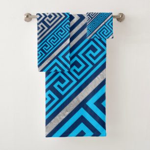 Griechisches Schloss - Griechischer Meander - Rhom Badhandtuch Set