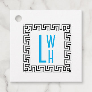 Griechisches Schlüssel-Monogramm-Geschenkkarte Geschenkanhänger