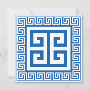 Griechisches Schlüssel-Muster Weiß- und Blau-Desig