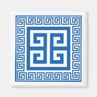 Griechisches Schlüsselblau und weißes Magnet