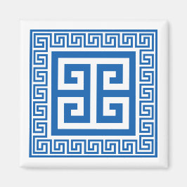 Griechisches Schlüsselblau und weißes Magnet